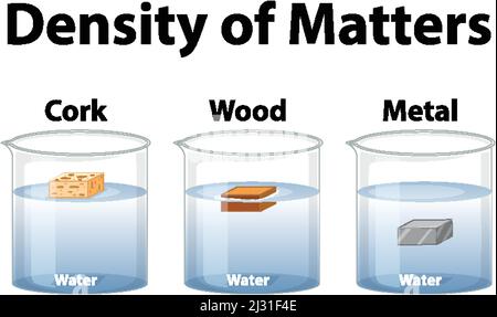 Illustration de l'expérience scientifique sur la densité des matières Illustration de Vecteur