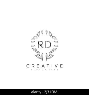 MODÈLE DE logo de fleur DE LA LETTRE INITIALE DU RD vecteur Premium Illustration de Vecteur