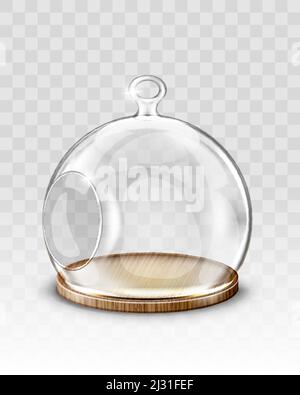 Boule de noël en verre, dôme suspendu avec trou, porte-bougie ou terrarium de fleurs vecteur réaliste. Verre transparent avec espace vide pour la décoration x Illustration de Vecteur