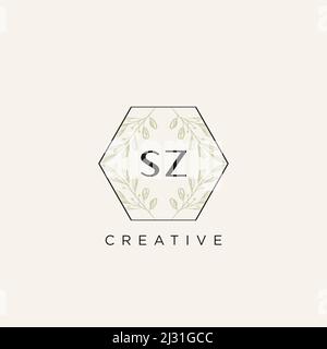 SZ lettre initiale Flower logo Template Vector Premium Vector Illustration de Vecteur