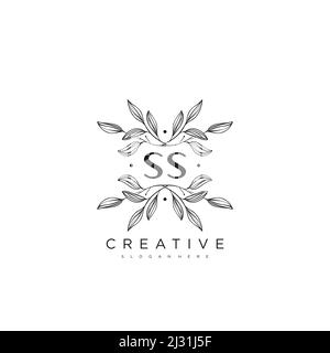 Modèle lettre initiale logo fleur SS Vector Premium Illustration de Vecteur