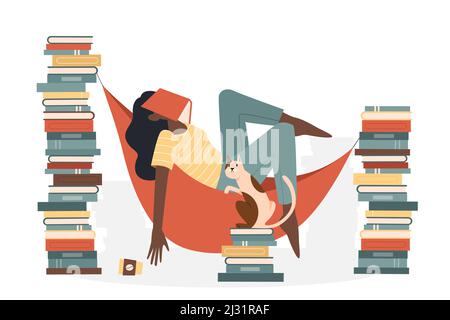 L'étudiant s'est endormi à travers une pile de livres. Jeune élève fatigué dormant ou prenant nap dessin animé illustration vectorielle Illustration de Vecteur