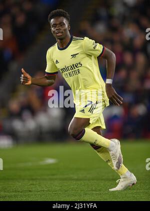 Londres, Royaume-Uni. 04th avril 2022. 04 avril 2022 - Crystal Palace v Arsenal - Premier League - Selhurst Park Bukayo Saka pendant le match au Selhurst Park. Crédit photo : crédit: Mark pain/Alamy Live News Banque D'Images