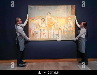 Londres UK 5 AVRIL 2022 Balthus les trois Sœurs huile sur toile 1964 est : $1 500 000 - $2 000 000 la collection américaine la plus importante pour arriver sur le marché cette saison vient directement à Christie's de l'intérieur de la maison impeccablement conçue de Mme Bass à New York. Paul Quezada-Neiman/Alay Live New Banque D'Images