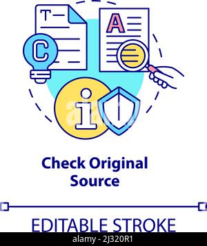 Vérifiez l'icône du concept de la source d'origine Illustration de Vecteur
