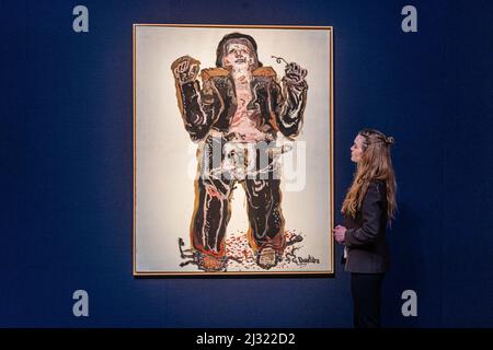 LONDRES, ROYAUME-UNI. 5 avril 2022 . GEORG BASELITZ (B. 1938. Spekulatius , huile sur toile peinte en 1965, estimation : 9 000 000-12 000 000 $ à vendre à New York pendant la semaine du marquis en mai, qui comprend des œuvres de Baselitz, Klein et Monet. Credit: amer ghazzal / Alamy Live News Banque D'Images