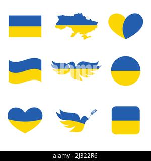 Symboles d'arrière-plan du drapeau d'Ukraine Illustration de Vecteur