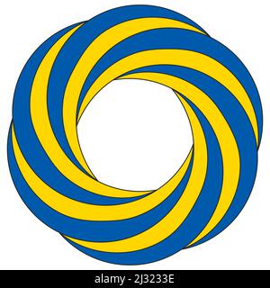 Drapeau circulaire bleu jaune Ukraine, symbole pays libre UA Illustration de Vecteur