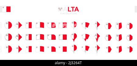 Grande collection de drapeaux de Malte de formes et d'effets divers. Grand ensemble de drapeaux vectoriels. Illustration de Vecteur