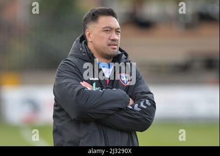 Wakefield, Angleterre - 3rd avril 2022 - Tinilau Arona de Wakefield Trinity. Rugby League Betfred Super League Round 7 Wakefield Trinity vs Salford Red Devils au stade de soutien de Bebe Well, Wakefield, Royaume-Uni Dean Williams Banque D'Images