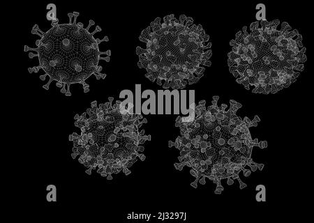 Symbolbild: CGI-Visualizierung: Coronavirus, Mutationen Delta Omicron/ image symbolique: Corona virus, mutations: Delta, Omicron (nur fuer redaktionelle Banque D'Images