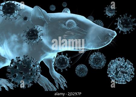 Symbolbild: CGI-Visualizierung: Coronavirus, Mutationen Delta Omicron: Aufgrund der zahlreichen Mutationen in der Oberflaechenstruktur der Omicron Var Banque D'Images