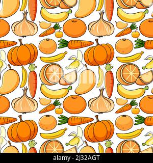 Arrière-plan sans couture avec illustration des fruits et légumes Illustration de Vecteur