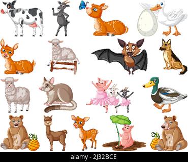 Ensemble de caractère de dessin animé animal illustration Illustration de Vecteur