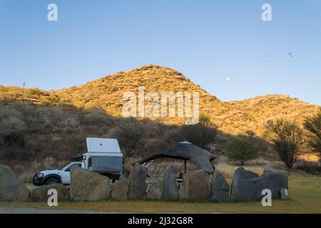 Camping bien aménagé au nord de Windhoek, Namibie Banque D'Images