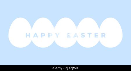 Joyeux Pâques. Œufs de Pâques blancs. Style minimaliste. Pour carte de vœux, affiche, bannière. Format horizontal. Illustration vectorielle, conception plate Illustration de Vecteur