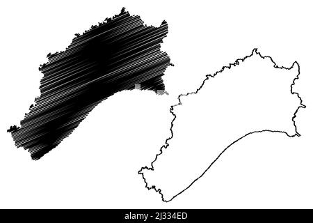 Île de Porto Santo (Archipel de Madère, Portugal, République portugaise) carte illustration vectorielle, scribble sketch Ilha carte de l'île d'Or Illustration de Vecteur