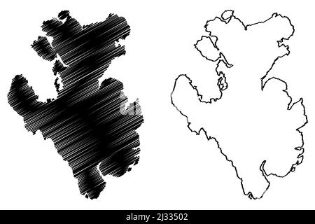 Île du Prince de Galles (Canada, province du Nunavut, Amérique du Nord, archipel Arctique canadien) carte illustration vectorielle, croquis griffés Prince de Galles Illustration de Vecteur