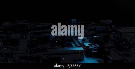 SCIFI Abstract Data cubes ou blocs estompés couleurs noires Affichage technologie d'arrière-plan concept pour Graphic Design 3D Illustration Banque D'Images