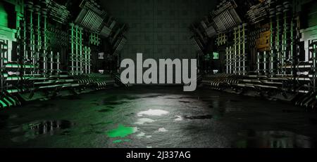 Vide futuriste souterrain Hall Corridor tunnel lumières LED laser arête de coupe argent gris Sci Fi fond futuriste architecte utilisé comme Wallpap Banque D'Images