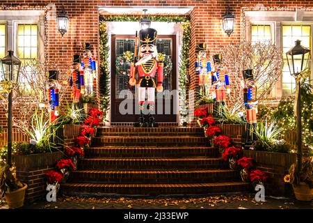 La maison de Dyker Height est décorée pour Noël à Brooklyn New York Banque D'Images