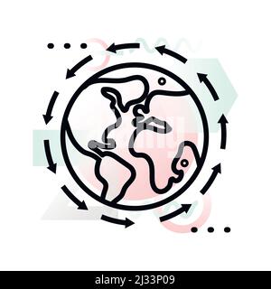 Concept d'icône de l'entreprise mondiale avec un arrière-plan abstrait, illustration moderne de la conception de ligne mince pour le graphisme et la conception Web Illustration de Vecteur
