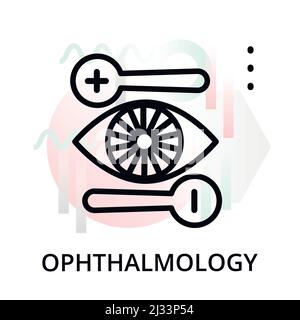 Dessin moderne de ligne modifiable et plate illustration vectorielle, concept d'icône d'ophtalmologie sur fond abstrait, pour la conception graphique et web Illustration de Vecteur