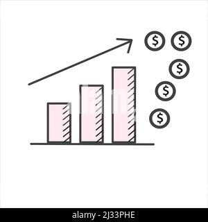 Graphique à barres graphique graphique Statistiques Business Infographic Elements Template. Plein de dollars. Banque D'Images