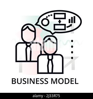 Icône de modèle d'entreprise sur fond abstrait du jeu de démarrage, illustration vectorielle de ligne moderne modifiable, pour la conception graphique et Web Illustration de Vecteur
