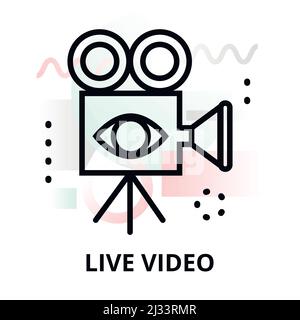 Illustration vectorielle plate et fine, concept de vidéo en direct sur arrière-plan abstrait, pour le graphisme et le web Illustration de Vecteur