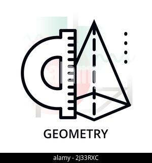 Icône de concept de géométrie sur fond abstrait de jeu d'icônes scientifiques, pour la conception graphique et web, illustration vectorielle moderne modifiable Illustration de Vecteur