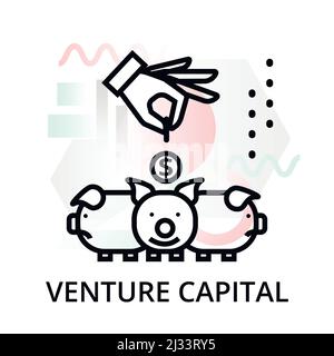 Icône de capital de risque sur fond abstrait de l'ensemble de démarrage, illustration moderne de vecteur de ligne modifiable, pour la conception graphique et web Illustration de Vecteur