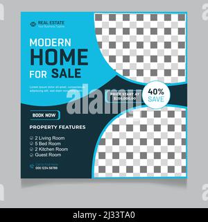 Modèle de publication de Modren Home for sale sur les réseaux sociaux Illustration de Vecteur