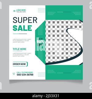 Modèle de post de l'offre Super sale sur les réseaux sociaux Illustration de Vecteur