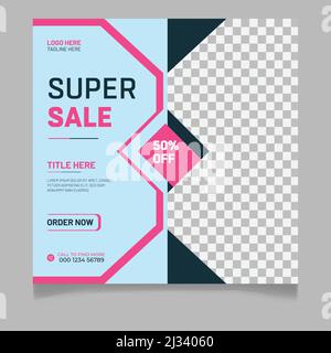 Modèle de post de l'offre Super sale sur les réseaux sociaux Illustration de Vecteur
