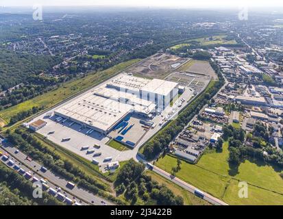 Photographie aérienne, Edeka entrepôt central Oberhausen avec zone de jachère ainsi que la collierie Sterkrade dans le quartier Schwarze Heide à Oberhausen, Ruh Banque D'Images