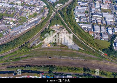 Photographie aérienne, terrain de construction dans le triangle de la piste près de la gare principale d'Oberhausen, Marienviertel, Oberhausen, région de la Ruhr, Rhénanie-du-Nord-Westphalie, All Banque D'Images