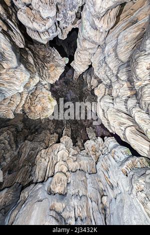 Stalactites et stalagmites dans la grotte St Michael's Cave, Gibraltar Banque D'Images