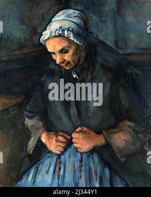 Une vieille femme avec un Rosaire par Paul Cezanne (1839-1906), huile sur toile, c.1895-96 Banque D'Images