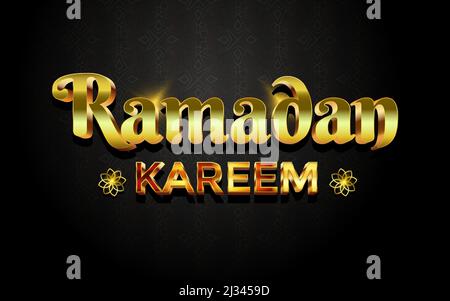 Effet texte modifiable or de luxe Ramadan kareem Illustration de Vecteur