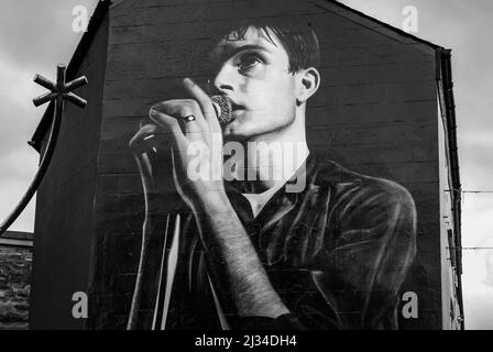 La fresque d'Akse d'Ian Curtis à Macclesfield Banque D'Images