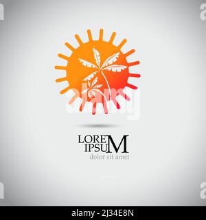 Logo soleil et palmiers. Illustration vectorielle Illustration de Vecteur