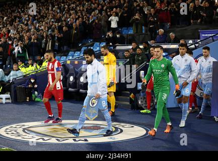 Manchester, Angleterre, 5th avril 2022. Manchester City et Atletico Madrid lors du match de la Ligue des champions de l'UEFA au Etihad Stadium de Manchester. Le crédit photo doit être lu : Darren Staples / Sportimage Banque D'Images