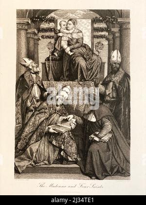 Titre: 'Madonna et four Saints' une gravure basée sur un tableau de Moretto da Brescia 1540-1545, de la collection George Barrie: The International Gallery, c. 1880s. Banque D'Images