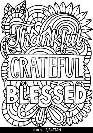 Heureusement reconnaissant heureux bienheureux couleur motivationnelle Illustration de Vecteur