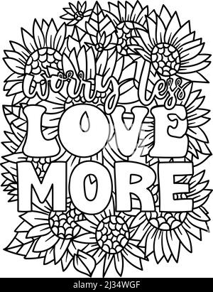 Plus d'amour plus motivationnel coloriage de citation Illustration de Vecteur