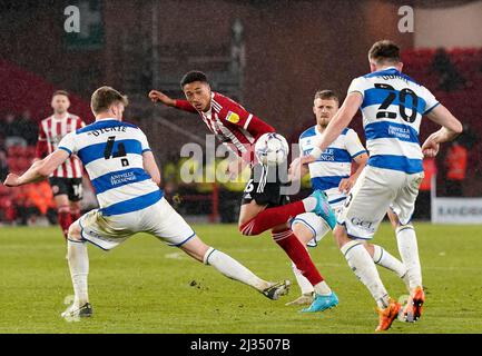 Sheffield, Angleterre, le 5th avril 2022. Daniel Jebbison de Sheffield Utd lors du match de championnat Sky Bet à Bramall Lane, Sheffield. Le crédit photo devrait se lire: Andrew Yates / Sportimage Banque D'Images