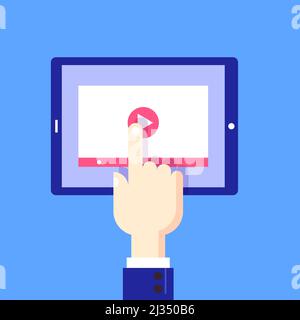 La main qui active la vidéo. Pour l'impression et le design. Illustration vectorielle. Illustration de Vecteur