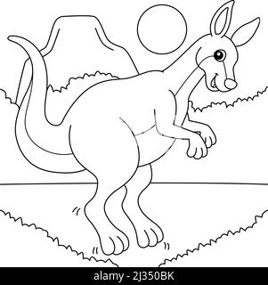 Page de coloriage animal kangourou pour enfants Illustration de Vecteur