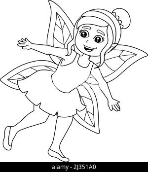 Flying Fairy coloriage page isolé pour les enfants Illustration de Vecteur